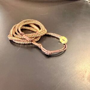 Authentic Chan Luu Sterling Silver Brown Leather Wrap Bracelet/Necklace